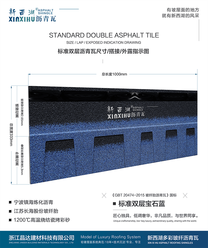 標準雙層寶石藍瀝青瓦尺寸詳解